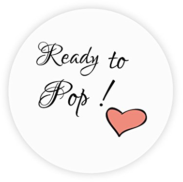 48x rotes Herz BABY SHOWER Ready to POP! Stickers Popcorn Aufkleber - 4 cm Runde Schwangerschaft Party Geschenkaufkleber Etiketten About to Pop Popkorn Tüten Siegel,Babyparty Gastgeschenk - UNI 162