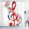 ABAKUHAUS Musik Duschvorhang, Hinweise Rhythm Kunstwerk, Stoffliches Gewebe Badezimmerdekorationsset mit Haken, 175 x 180 cm, Zinnoberrot Mehrfarbig