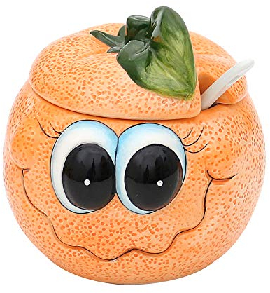 Holzkunst Sigro Keramik Vorratsdose lustige Früchte Verschiedene Varianten zur Auswahl Erdbeere Zitrone Orange oder Apfel Küche Geschirr Geschenkidee (Vorratsdose Erdbeere)