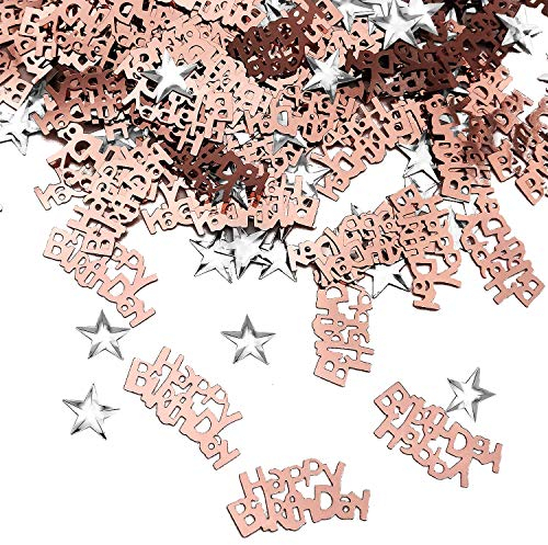iZoeL Happy Birthday Konfetti in Rosegold Sterne Konfetti 30g Geburtstagskonfetti Tischdeko Tischkonfetti Streudeko