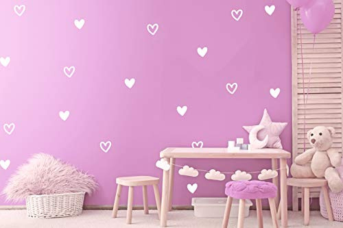 Wandtattoo Herz zum Kleben an der Wand Herzen Babyzimmer Kinderzimmer Wandaufkleber Heart (80er Set Herzen, Weiss)