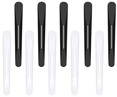 10pcs visage crème cuillère cosmétique masque de spatule pour le mélange et l'échantillonnage (noir et blanc)