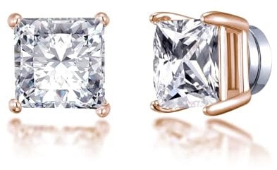 Philip Jones Rose Gold Plated Square Magnetic Clip On Stud Earrings Created with Zircondia® Crystals