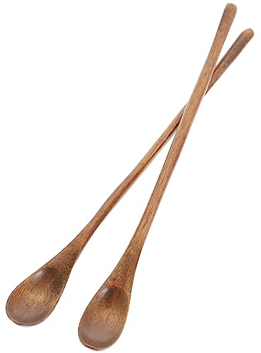 2 STÜCKE Langen Griff Kaffeelöffel Japanischen Stil Rühren Holzlöffel Retro Honig Löffel Nanmu Kleinen Löffel