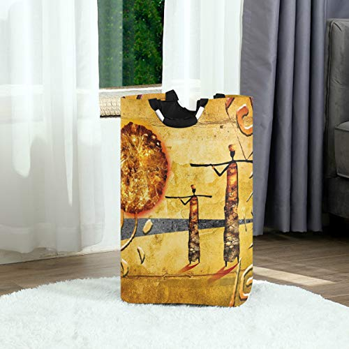 Mnsruu Wäschekorb, Afrika, tragbarer Wäschekorb, groß, faltbar, mit Griffen