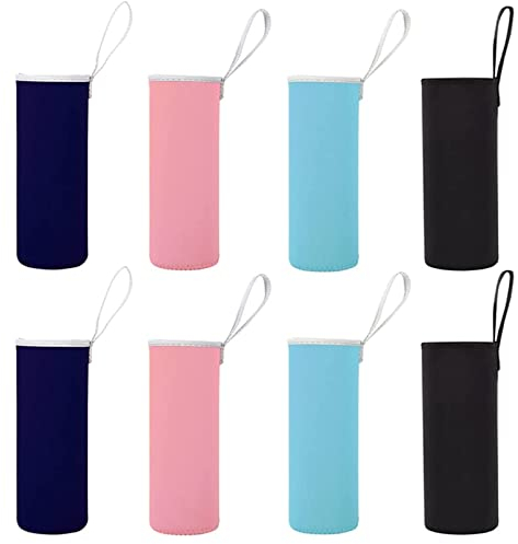 Liwein Funda de Botella Neopreno,8 piezas Cubierta de Botella de Vidrio Neopreno Agua Botella Manga Aislado para Interior Exterior Acampar Escalada Ciclismo(Noir Azul Rosa Azul Marino)