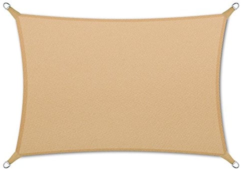 Floordirekt Wasserabweisendes Sonnensegel 3 x 3 m, Sand - Rechteckig - für Garten, Terrasse und Balkon - UV-abweisend & wetterfest