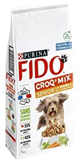 FIDO | CROQ' MIX| Chien Adulte Senior | Croquettes équilibrées et savoureuses favorisant les muscles fermes et un poids de forme optimal | à la Volaille & aux Légumes | Produit en France | Sac | 7Kg