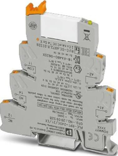 PHOENIX CONTACT PLC-RPT-24DC/21/EX PLC-Schnittstelle, Bestehend aus Tragschienenmontabler Grundklemme in 6.2mm mit Push-in-Anschluss, 24DC Eingangsnennspannung, 10 Stück