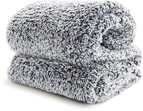 Bedsure Fleece Sherpa Throw Blanket - Fluffy Soft Cosy Fuzzy Furry Warm Blanket for Bed Double, Grey, 150x200cm