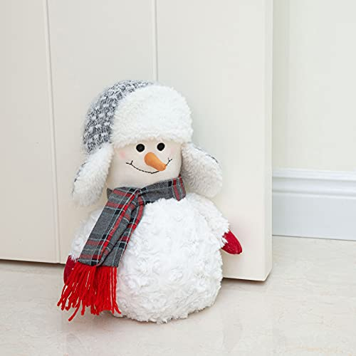 Marwood Cute Door Stopper Decorative Door Stops for Home and Office, Stuffed Fabric Christmas Door Stopper Weighted Interior Doorstop Floor Decorative - Snowman with Earmuffs Cap