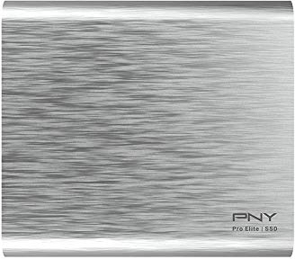 PNY Pro Elite CS2060 Color Edition 500GB USB 3.2 Gen 2 Portable SSD Type-C Silberne Bürste, Silver Brush