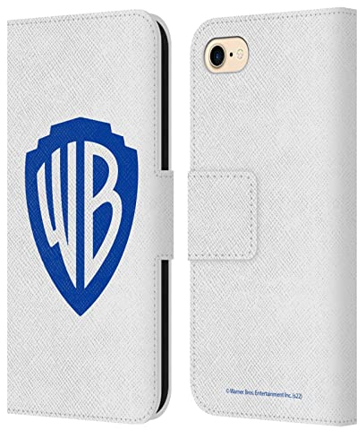 Head Case Designs Offizielle Warner Bros. Shield Weiß Logo Leder-Wallet-Hülle Kompatibel mit Apple iPhone 7/8 / SE 2020 & 2022