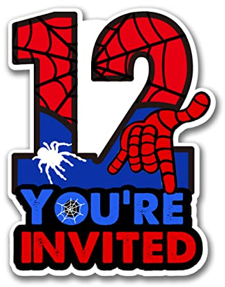 Party-Einladungen zum 12. Geburtstag, mit Umschlägen, 12 Jahre alt, geformte Einladungskarte, Superhelden-Junge, Partyzubehör, Dekorationen, Zubehör, 20 Stück