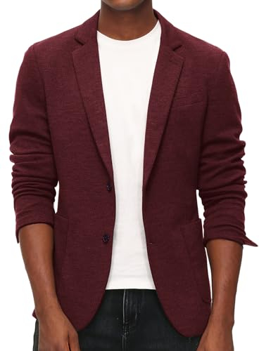 PJ PAUL JONES Herren lässiger Blazer mit zwei Knöpfen, leicht, ungefüttert, Sportmantel, Bordeaux, XX-Large