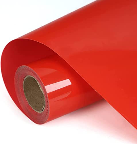 Heinaroman Plotterfolie Textil, 30.5cm x 152cm Flexfolie Plotter Textil für Cric und Silhouette Cameo, Verwendet in DIY-T-Shirt-Kleidung und Anderen Stoffen, Einfach zu Schneiden und zu Jäten (Rot)