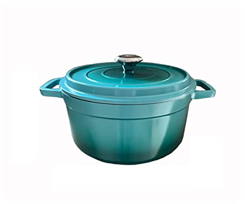 Lightweight Cast Aluminum Dutch Oven 4.5 Liter Large Casserole Dish with Lid and Double Handle Heat Resistant, Nonstick Stock Pot for Soup Noodles Casseroles (Blue)