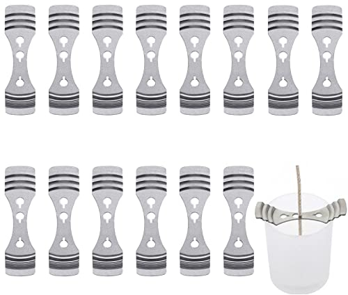 Dochthalter für Kerzen, Kerzendocht Halter, Docht Zentriervorrichtung, 3 Löcher Kerzendocht Zentriervorrichtung, Kerzenkernhalter Kerzenkern-Zentriervorrichtung für Kerzen zum Selbermachen, 14 Pack