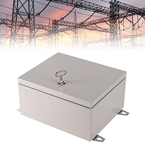 Schaltschrank mit Schloss Elektroverteilung Metall Blech Stahl IP44 Wasser Staubdichter Anschlusskasten Aufputz Verteilerschrank Industriegehäuse Schaltkasten Innen/Außenwandmontierter, 20*15*30cm