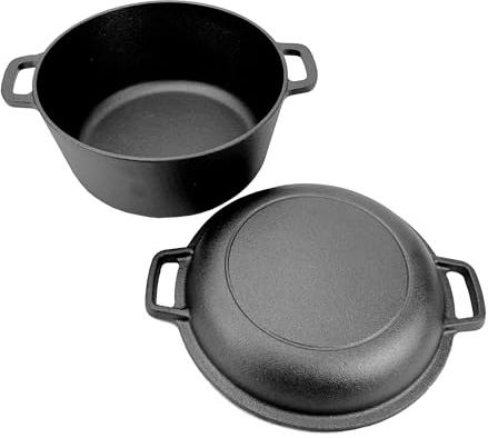 2in1 Gusseisen Topf und Pfanne mit 2 Griffen Ø 20 cm