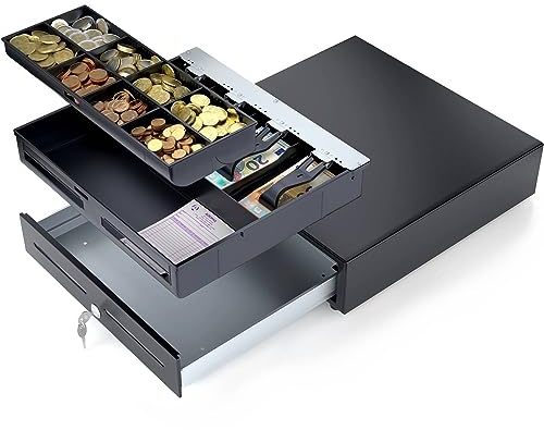 ACROPAQ Kassenschublade - Manuell Push Öffnung, Kassenlade 41 x 41 cm, Unterbau geeignet - Kasse, Cash Register, Bargeldkasse - Schwarz