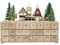 PE Weihnachten Adventskalender zum Befüllen Holz mit LED und 24 Schubladen - Weihnachtskalender mit Dorf Szene und Rentier - Handgefertigter Weihnachtsdeko für Kinder und Erwachsene 37,5x8x27cm