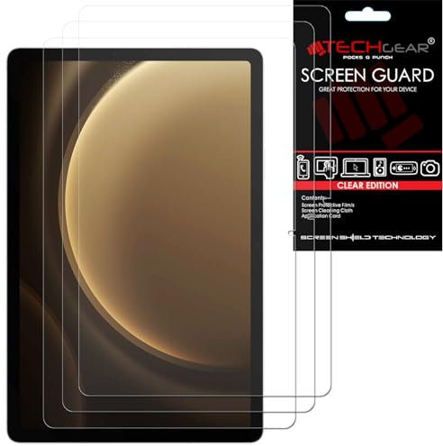 TECHGEAR 3 Pack Galaxy Tab S9 FE 10.9 Screen Protectors (SM-X510 / SM-X516), Ultra CLEAR Screen Protector Guard Cover Designed for Samsung Galaxy Tab S9 FE 2023