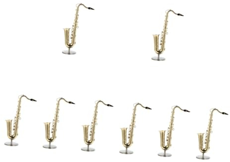 HOMSFOU 8 Sets Saxophon-Ornamente Metallmodelle Kleine Figuren Für Kinder Mini-Figuren Geschenk Heim-Desktop-Dekoration Puppen Mini-Saxophon-Statue Musikalisch Exquisites