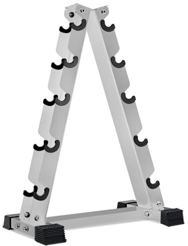 FK Sports Dumbbell Rack Storage Stand Tree 3tier, 5tier, 6tier, 9tier Hex Vertical Weight Wide Home Gym fitness | Dumbbells Holder Home Fitness Weight Rack Durable Steel (5-tier White)