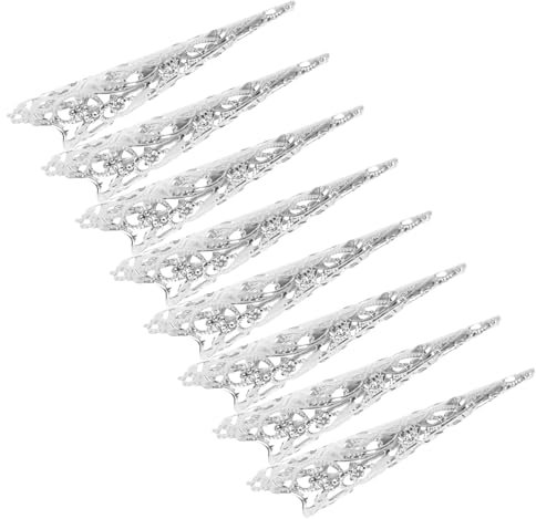 Housoutil 8 Pièces Faux Ongles Longs Et Anneaux D'ongles De Costume Griffe Ongles Cosplay Vêtements Punks Bout Du Fleuri Ensemble D'ongles Manquer Halloween Le Fer