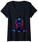Damen Vantablackes Mädchengesicht T-Shirt mit V-Ausschnitt