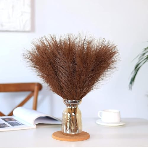 30 Stücke Pampasgras Trockenblumen Kaffeefarbe,Naturalnh Künstlicher Pampasgras,Deko Pampas Gras Flauschig,Pampasgras Künstlich,Trockenblumen Deko Boho for Hochzeit und Heimdekoration