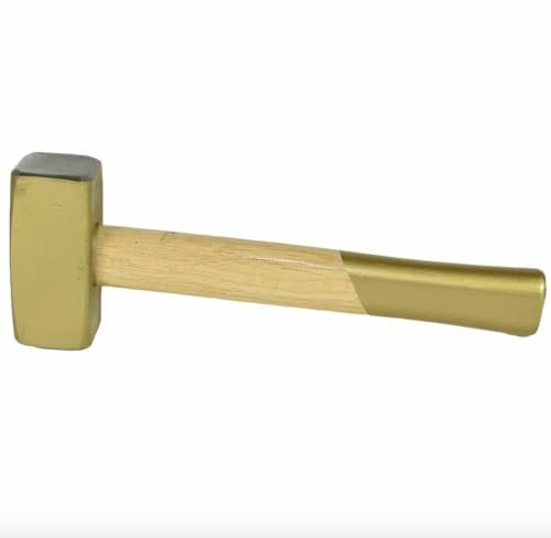 Dunnet Tools 1KG Gold Head Lump Hammer Heavy Duty Hardened Carbon Steel Face Wooden Handle Club Lump Hammer Heavy Duty Stoning Hammer Sledge Hammer Club Hammer