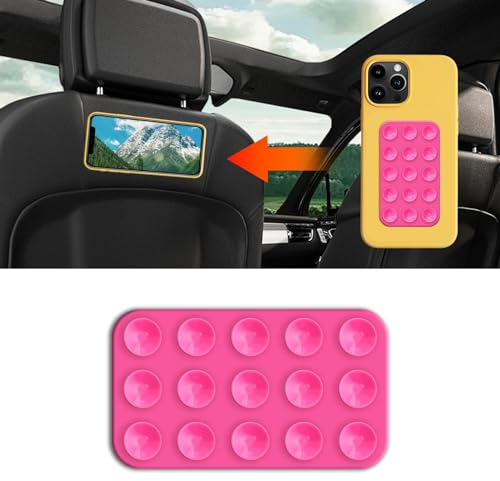 deemars Silikon-Saugnapf-Telefonhalterung Klebehalterung, Doppelseitige Saugnapf-Telefonhalterung, Anti-Rutsch Hands-Free Phone Sticky Holder Universal für Autos Windowns Sitze (Nelken rot)