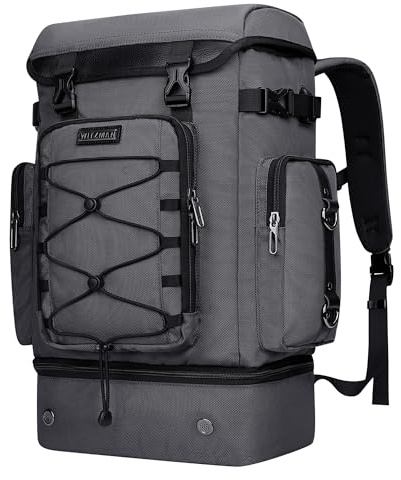 WITZMAN Reiserucksack Herren mit 17-Zoll-Laptopfach und Schuhfach | 40L, USB-Anschluss, Mehrere Fächer und Flexible Tragemöglichkeiten, Ideal für Reisen und Geschäftsreisen, B691 Silbergrau
