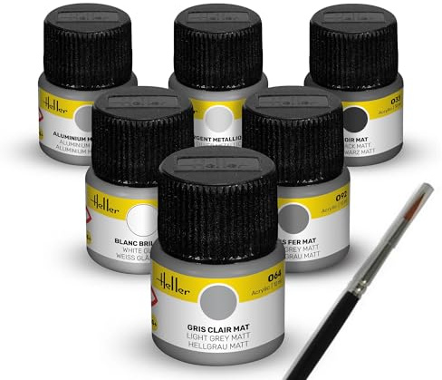 Heller 9401 Colour Set Civil Aircraft Acrylic 6 x 12 ml + Brush
