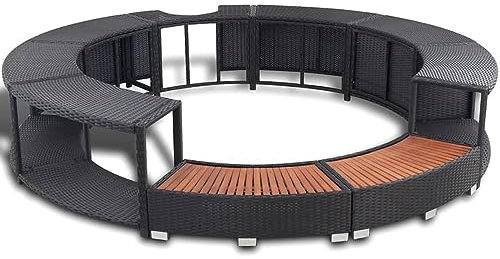 Gecheer Cadre de Spa en Résine Tressée - Convient aux Blocs d'Alimentation de 42 cm, Diamètre Extérieur 283 cm, Intérieur 203 cm, Hauteur 25 - 55 cm
