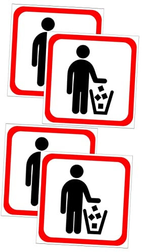 HOMSFOU 4Stücke Mülltonnen Warnschilder Aufkleber Wanddekoration für Wohnzimmer und Schlafzimmer Selbstklebende Wandsticker für Abfalleimer Hochwertige PVC Wandtattoos