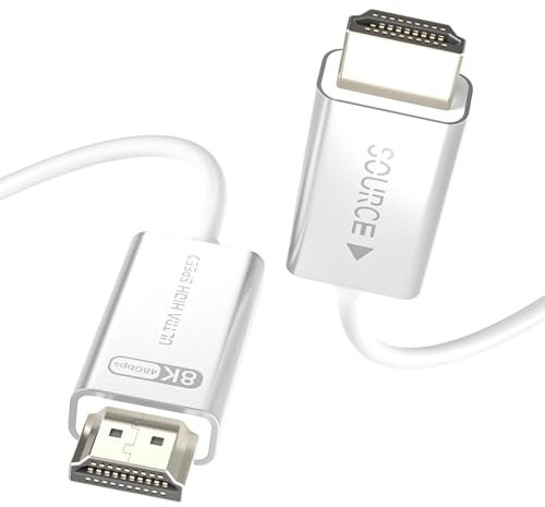 Cavo HDMI 2.1 in fibra ottica 3m bianco 8K@60Hz 4K@120Hz 48Gbps HDR dinamico eARC HDCP 2.2/2.3 3D, compatibile con RTX 4090, RX 7900 XTX, monitor, PS5, soundbar