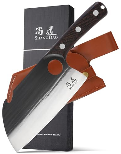 SHANGDAO Cuchillo Deba de 17.8 cm, cuchillo japonés Yanagiba para cortar filetes y rebanar pescado, acero inoxidable alemán de primera calidad y mango de madera tradicional, caja de regalo