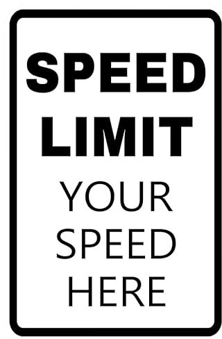 Panneau de limitation de vitesse personnalisé en aluminium - 20,3 x 30,5 cm - Décoration murale pour intérieur/extérieur - Panneau de signalisation routière et routière