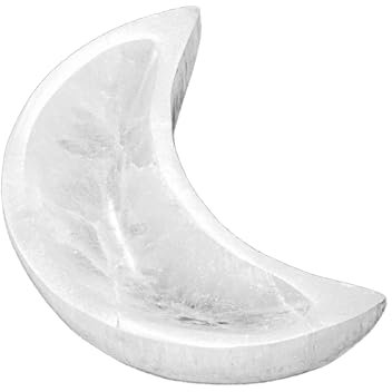 NKlaus Selenit Schale Halbmond 10,5x4,5cm – Energetische Reinigung & Aufladung für Heilsteine, Schmuck & Kristalle – Spirituelle Dekoration & Schutzstein