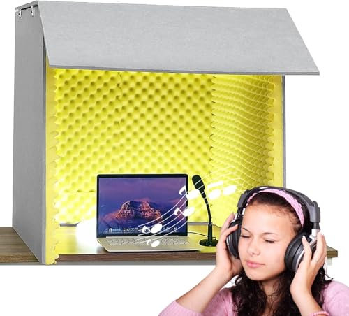 Portable Vocal Booth Sound Recording Booth Box, Sound Echo Absorbing Box Studio Soundproofing Foam Shield Isolation for Recording Studio, Home, Offices