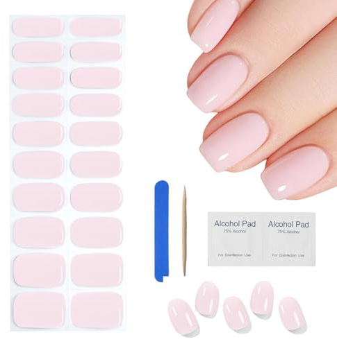 22 Pcs Bande de Gel Semi-Durci pour Ongles, Auto-Adhésifs Autocollant pour Ongles en Gel, Faux Ongles Autocollants Lampe UV/LED Requise, Film pour Ongles Autoadhésif Qualité Salon