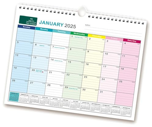 Hängekalender 2025 Wandkalender Wochenplaner Englische Ausgabe Schuljahreskalender für Schüler und Lehrer