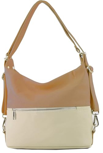 modamoda de T189 Damen Leder Rucksack Schultertasche, handmade in Italy