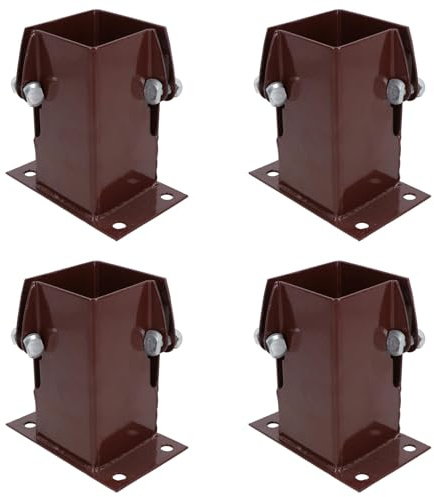 Flush Fit Fence Post Bolt Down Shoe Holder Support Clamp 75mm x 75mm 4PK
