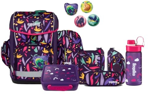 ergobag Cubo Light Schulranzen Set 8tlg. inkl. Lunchset und Seitentaschen (AmBärzonas Lumi)