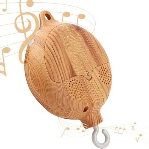 Baby Mobile Spieluhr, Holzoptik Music Box Bettglocke, Holzoptik Mobile Babys Spieluhr, Kinderbett Mobile Motor mit Drehbarem Haken 35 Melodie Bettglocke Anhänger Babybett Deko