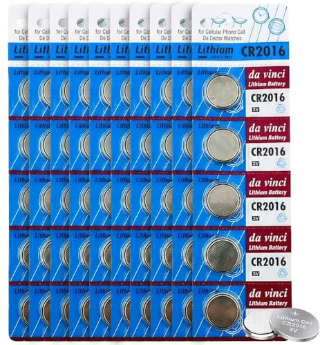 OBD CR2016 Lithium Coin Cell Battery 3V Long Lasting Power Button Batteries for Watches Key Fobs Remotes Calculators Electronics (50)